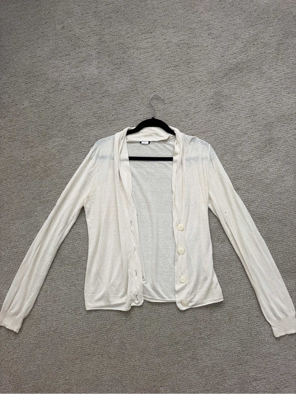 J. Crew Cream Button-Front Lightweight Cardigan